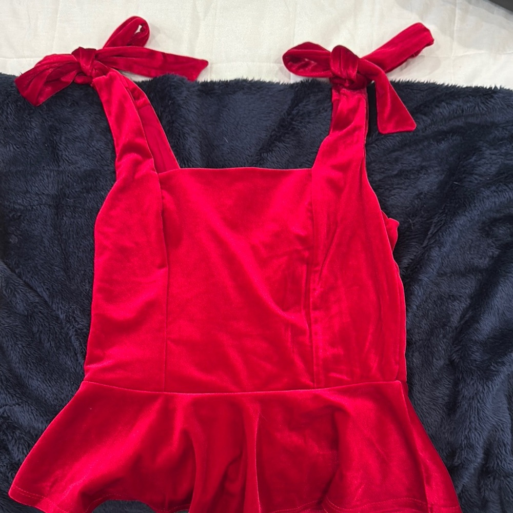 Red Velvet Peplum Top